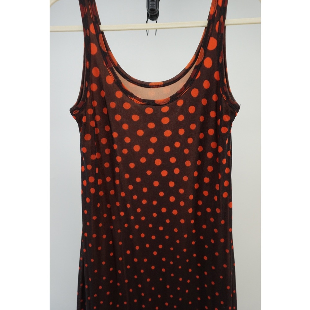 Fuzzi sleeveless tulle maxi dress Whimsygoth Retro Brown Orange Italian sz L - Picture 7 of 8